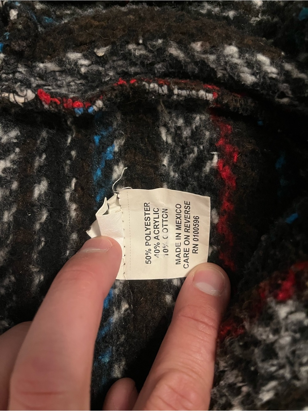 Men's Classic Hooded Baja Sweater - Multicolor Stripe - Picture 3 of 3